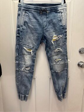 Slim Fit Distressed Light Blue Men's Jogger Jeans 0481
